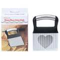 Stainless steel potato wave knife for cutting crinkle chips, shown in black and white.