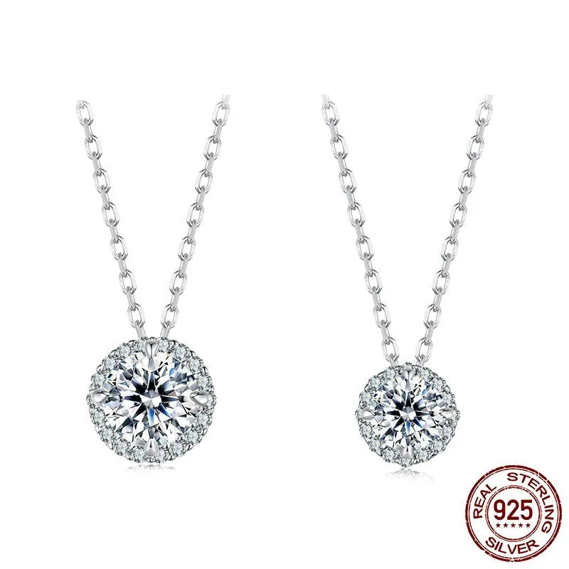 S925 silver clavicle chain necklace with adjustable 21-50cm length and electroplated silver finish on white background