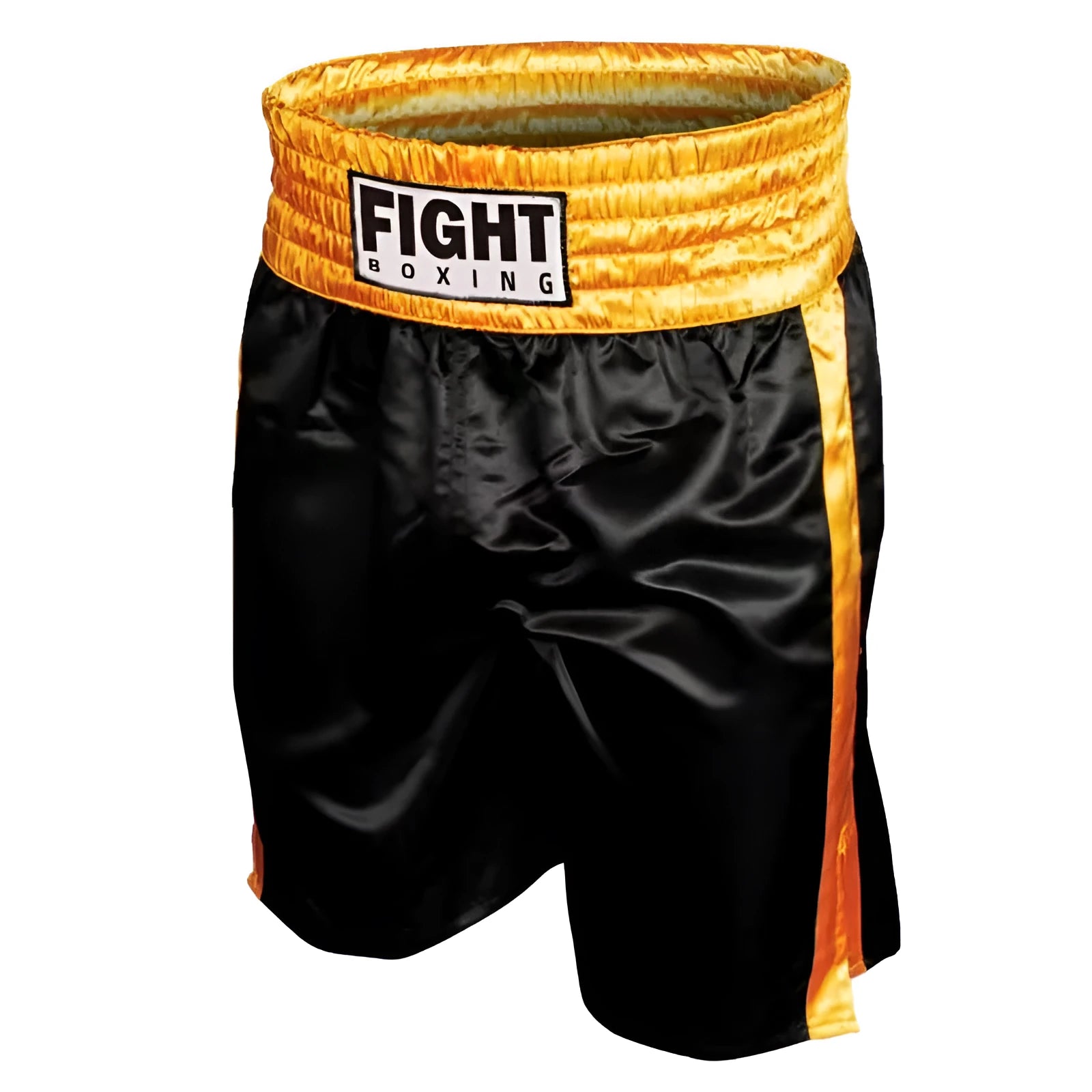 Man wearing black and white boxing shorts with side stripes during a training session