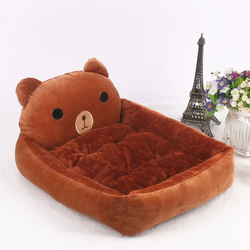 Cartoon-style washable pet bed sofa for small dogs and cats in winter warm plush fabric