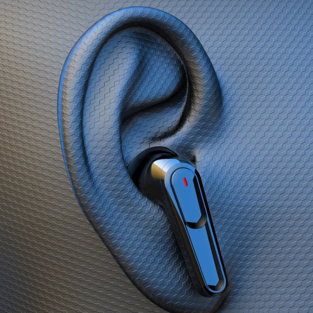 Black PRO30 noise reduction Bluetooth in-ear headphones on a dark background.