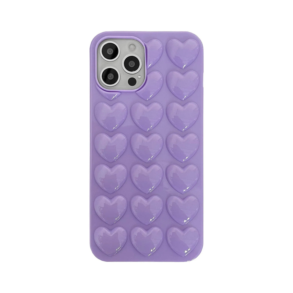 Peach heart TPU phone case with lanyard for iPhone, three-dimensional love design
