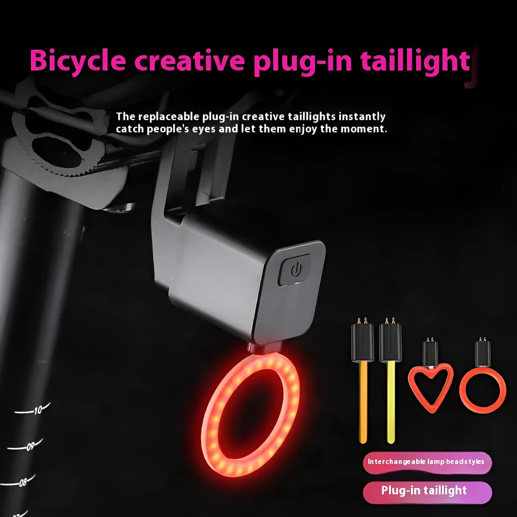 Bicycle running water taillight safety lamp showing multiple colour options for seat tube mounting