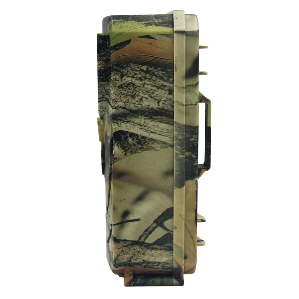 Yellow brown hunting game camera with 16MP resolution and infrared night vision for outdoor wildlife monitoring