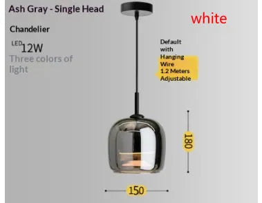 Modern minimalist pendant light with 150mm ashtray shade offering LED three-color dimming for bedroom or study.