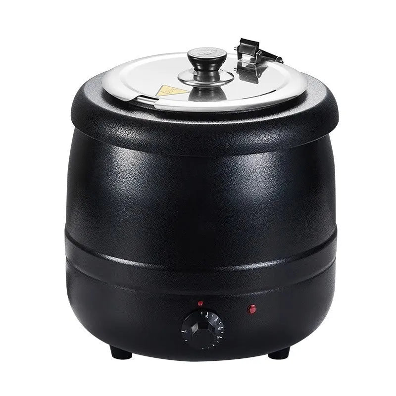 Black stainless steel electric insulated soup pot with steel cover and large opening