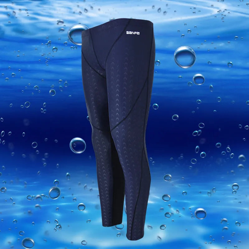 Men's nylon cropped swimming trunks in briefs style with colour line detailing