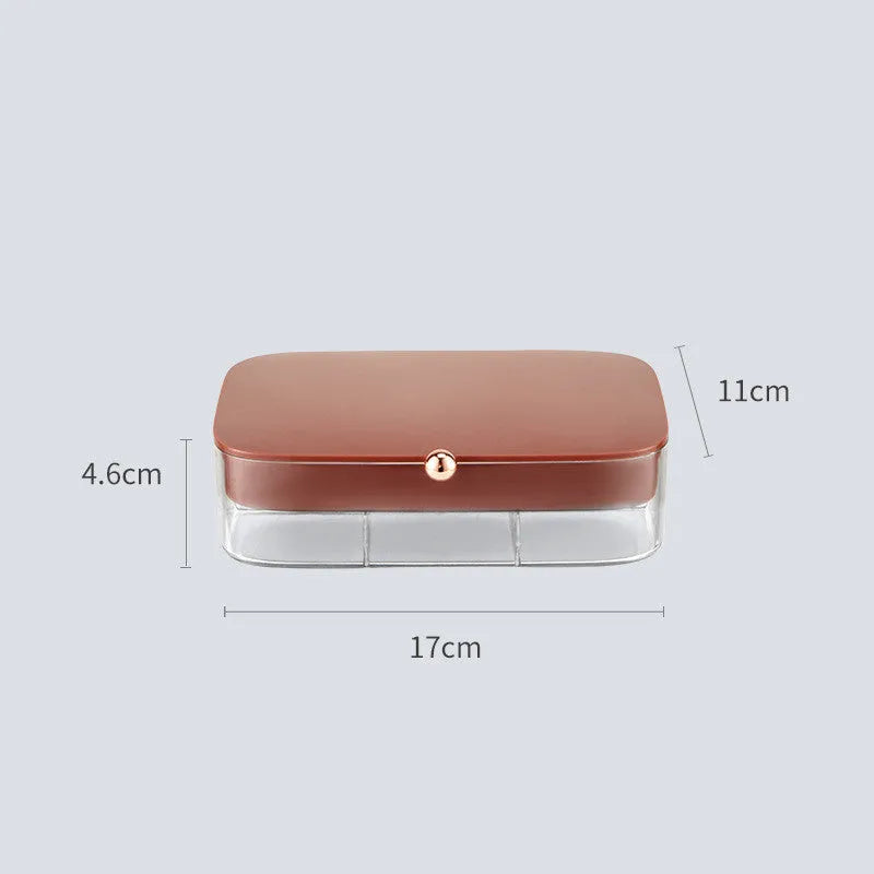 Minimalist jewellery storage box with multi-layer compartments in green colour measuring 17 x 11 cm