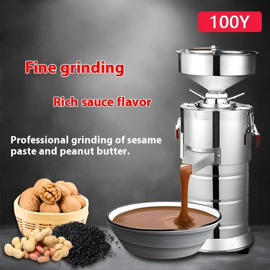 ZX-100Y electric sesame paste grinding machine with stainless steel construction and 100mm grinding wheel