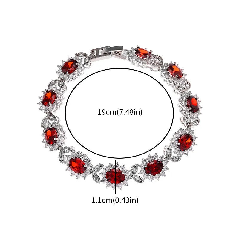 Women's simple alloy bracelet with inlaid zircon stones in nine colour variations