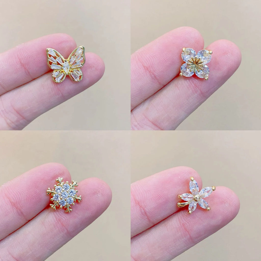 Japanese cute style fixed brooch for women in electroplated copper with geometry shape