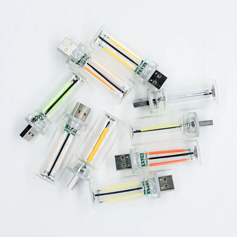 RX9001 transparent small night lamp USB touch ambience light warm white yellow glass modern simplicity