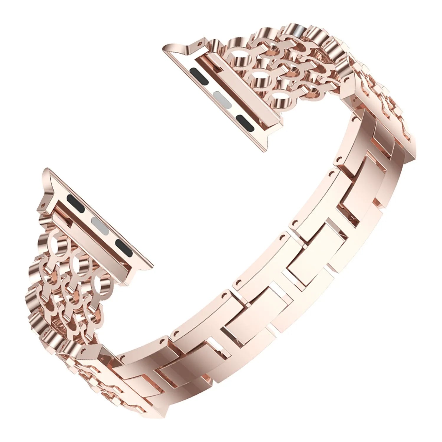 Stainless steel mesh detachable metal watch strap for iWatch in black finish with metal clasp