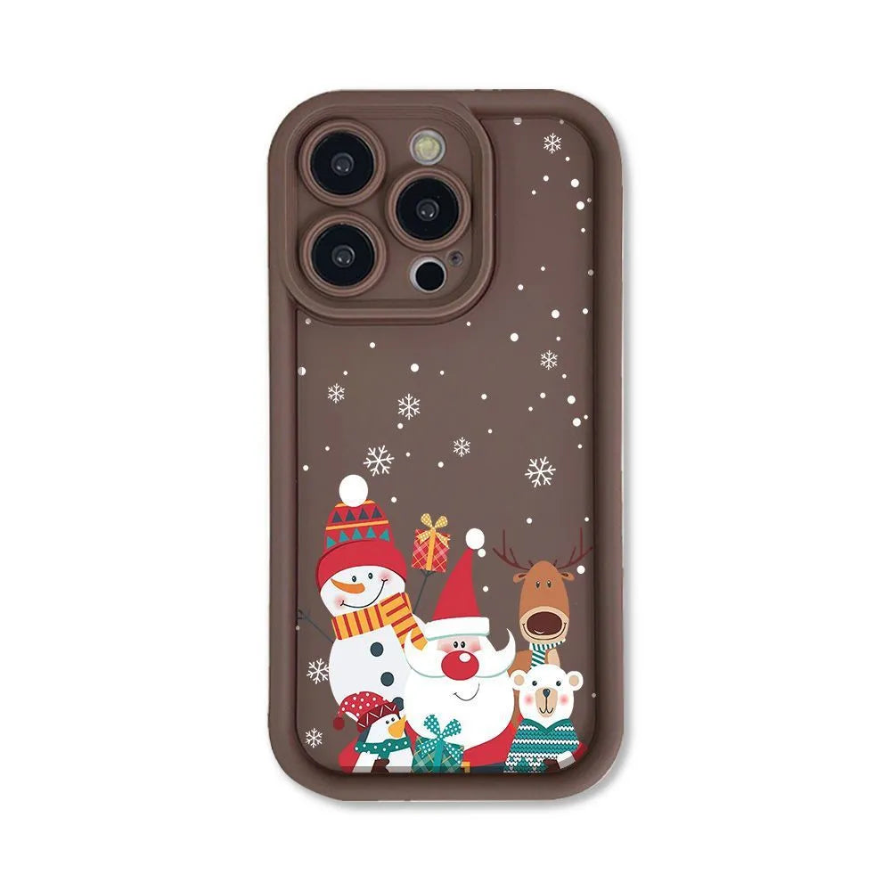 Cute Santa Claus Christmas pattern frosted silicone phone case for iPhone shockproof protection in black