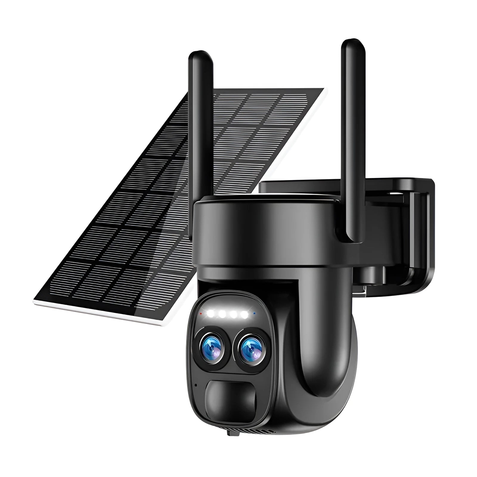 Solar-powered outdoor security camera with 8x zoom lens for home surveillance