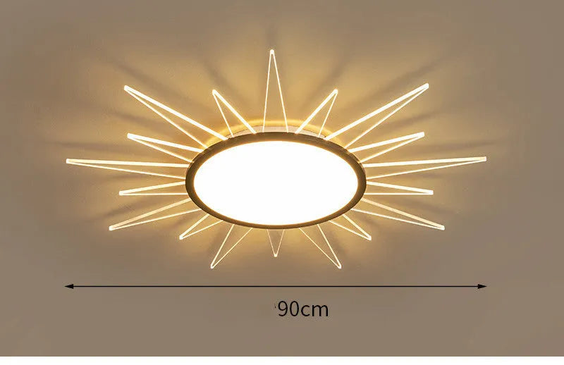 Circular aluminium LED ceiling lamp with remote control dimming in modern design