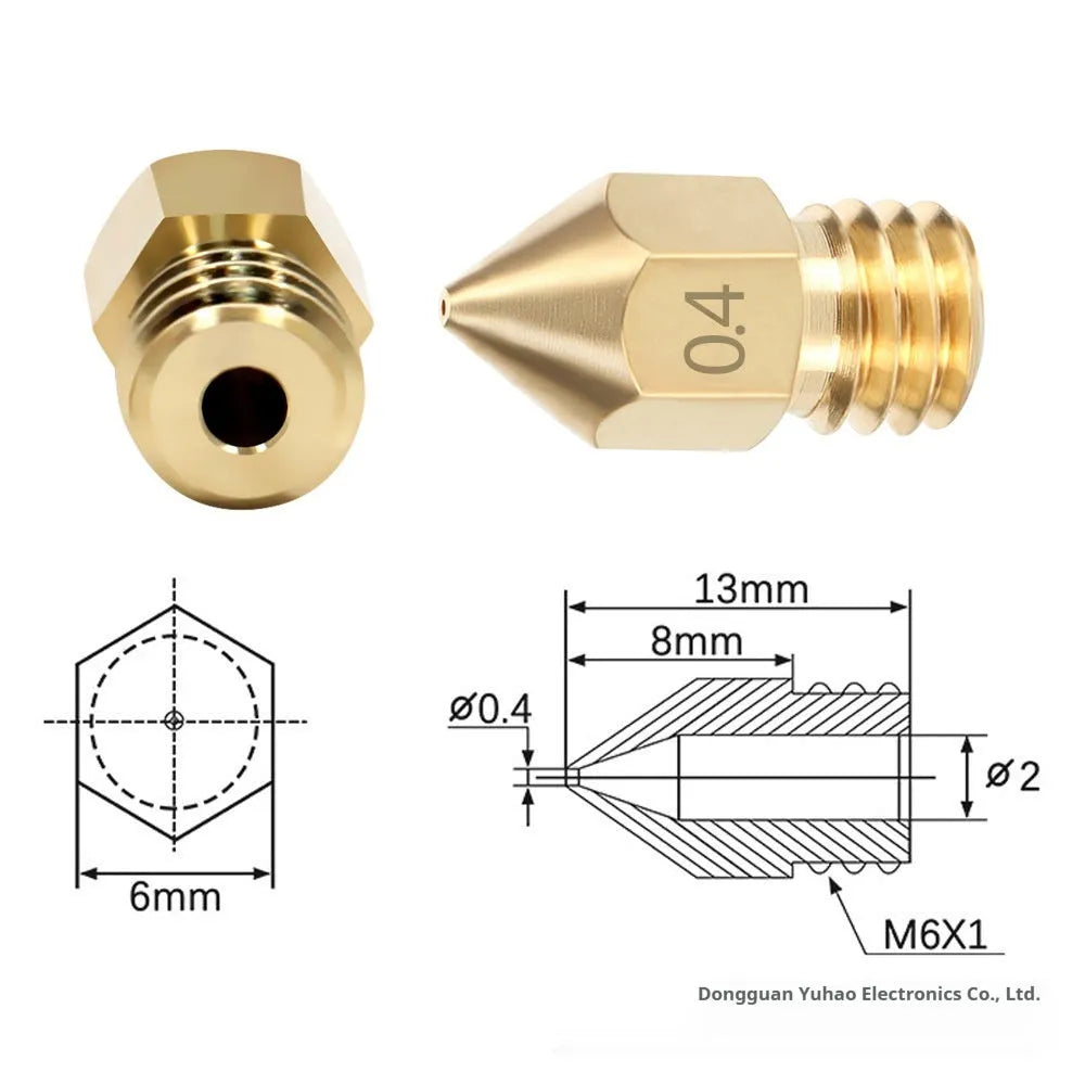 Brass MK8 nozzle and stainless steel cleaning pin for 3D printer maintenance.