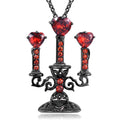 Zinc alloy gothic necklace with hollow candlestick pendant and cross chain in retro colour.