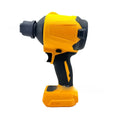 Handheld cordless lithium battery air exhauster with bare metal head for dust blowing and snow removal.