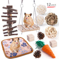 Wooden pet toy set combination for rabbits guinea pigs parrots with various enrichment items