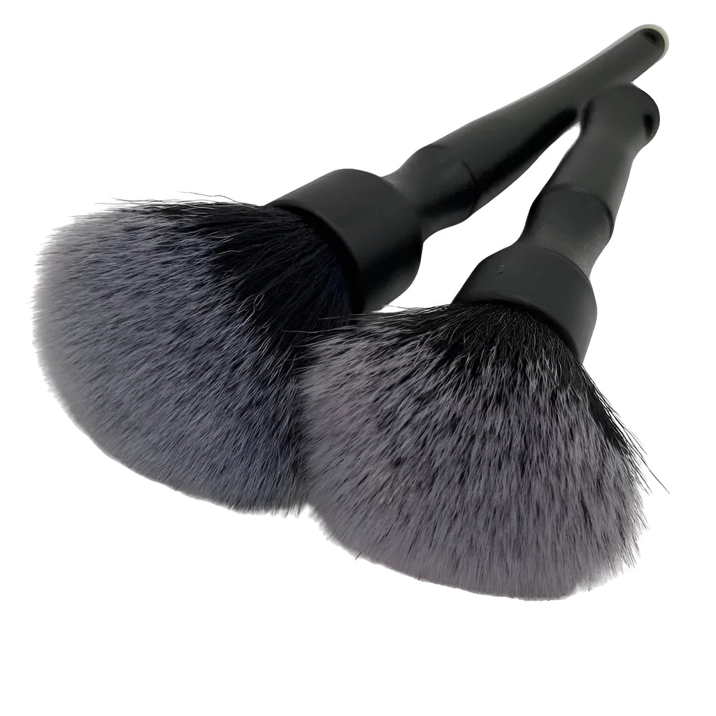 Black car detailing brush with soft pig hair bristles and PP plastic handle