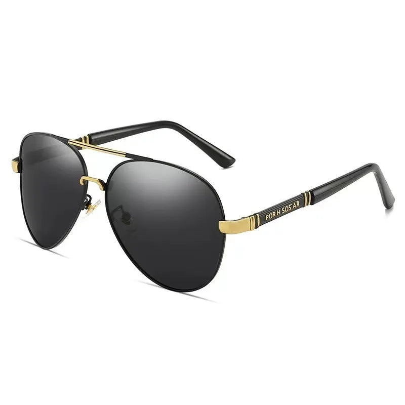 Metal framed polarised sunglasses with dragon and phoenix decorative elements