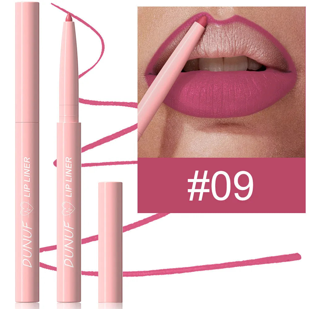 Velvet matte lip liner pencil in 12 colour options for precise lip definition