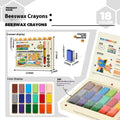 Children's beeswax crayon set 18 colours in colour box for beginner art painting
