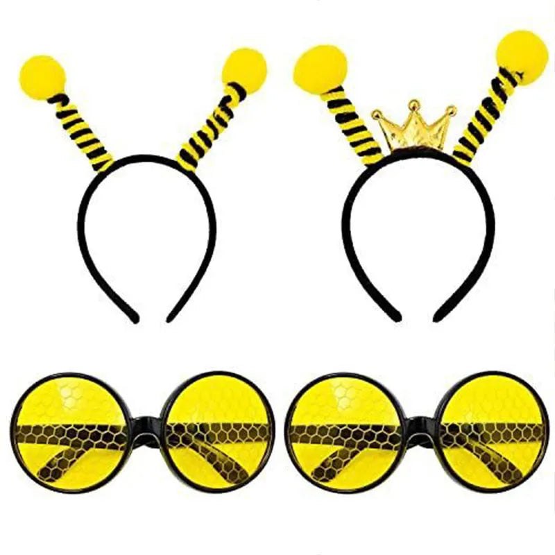 Yellow bees party costume headband and glasses set with insect themes