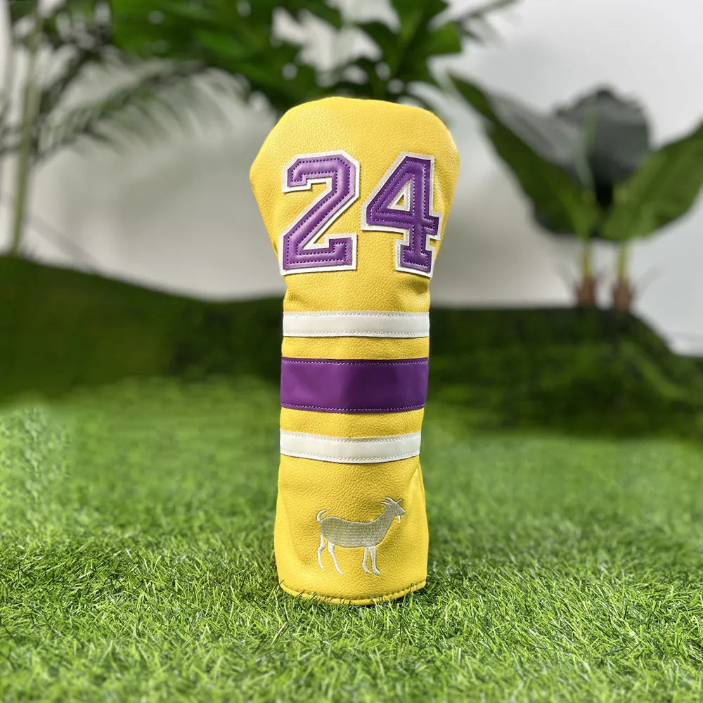 Set of four PU golf club head cover sleeves in assorted colours for fairway woods and putter.