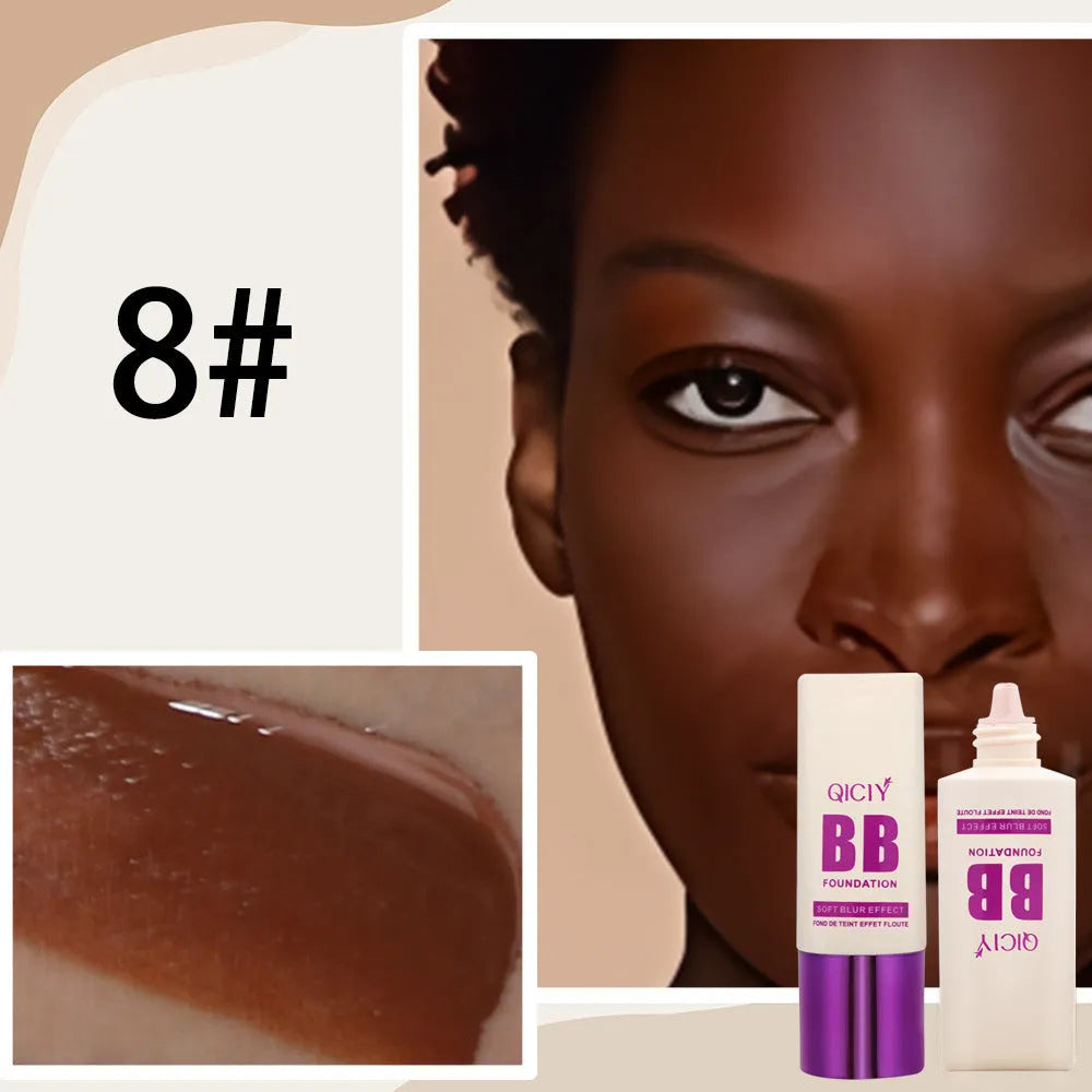Feeding bottle containing liquid foundation concealer BB cream in ten different shade options.
