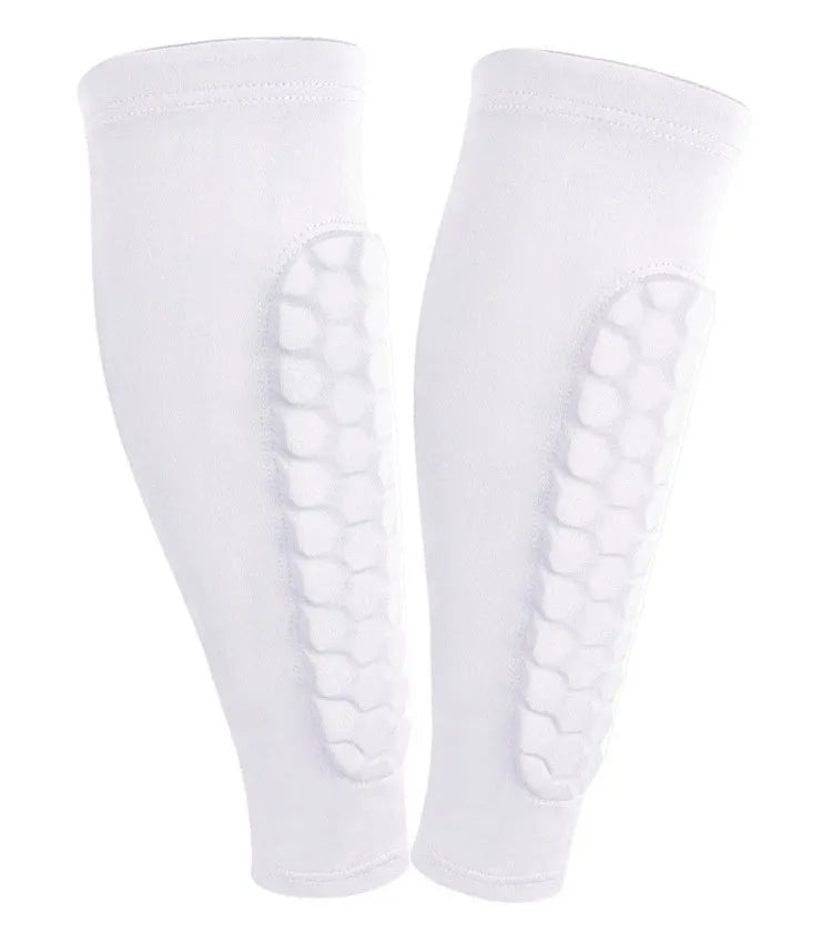Men's honeycomb shank protection foot sock in black with anti-collision non-slip calf support