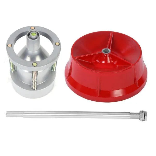 Portable aluminium hub balancer with enamel base for wheel balancing.