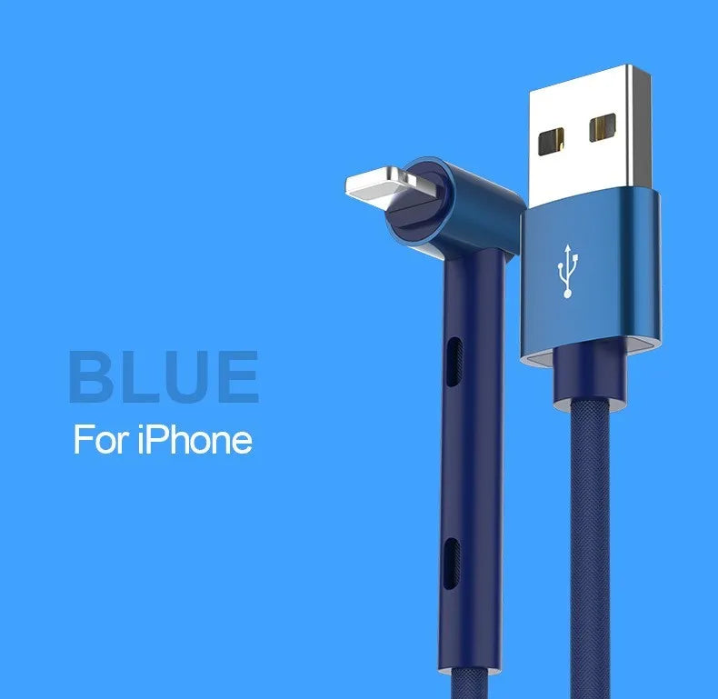 Creative mobile phone elbow charging cable for Apple fast charging in black red and blue