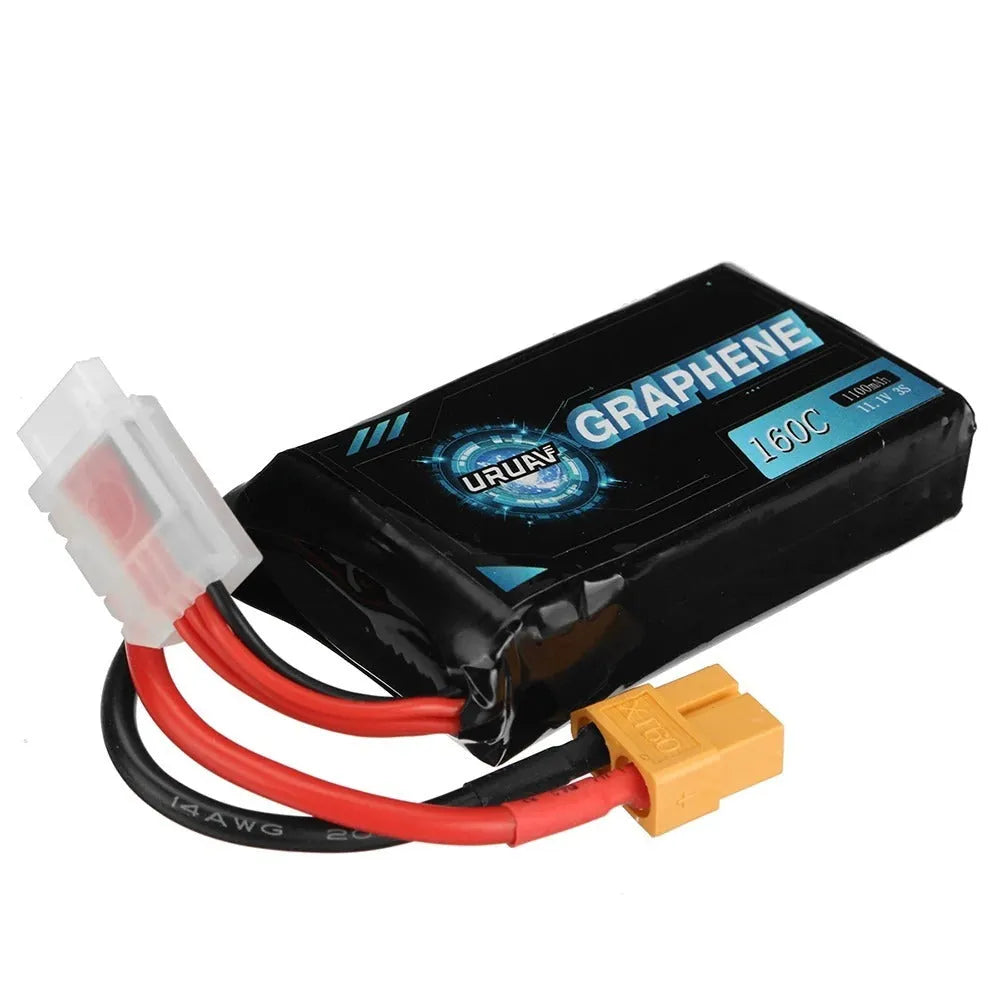 7.4V 1200mAh lithium polymer RC battery with dimensions 15mm by 36mm by 70mm