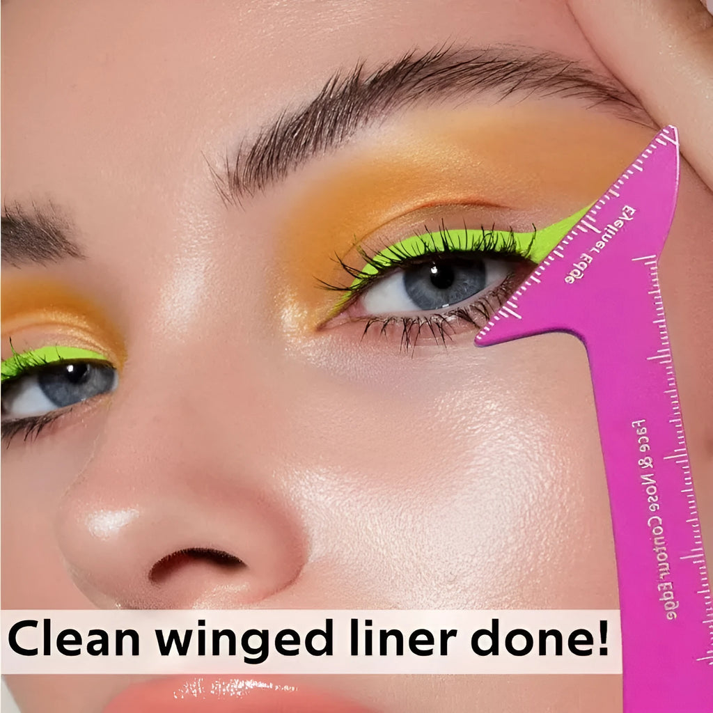 Reusable 3-in-1 eyeliner stencils for hooded eyes with winged liner and contour templates