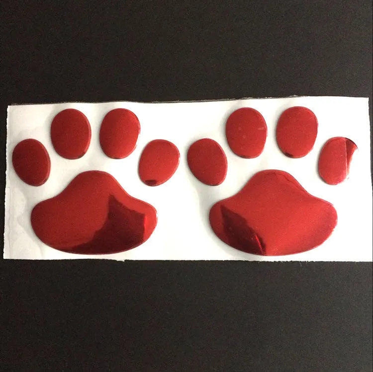 PVC car bumper sticker with hand-shaped brush dog footprint design in four colour options