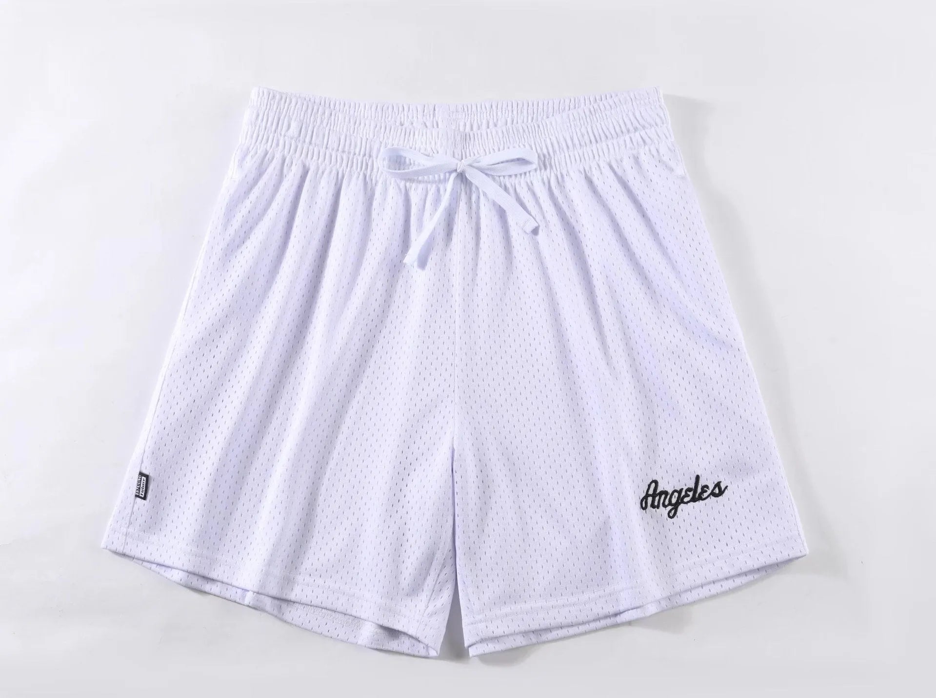 Men's black double-layer mesh shorts for summer sports and leisure wear.