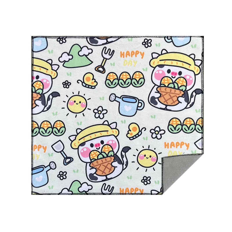Cartoon cat printed nylon cosmetic bag in blue puppy design with zip, shown in large size.