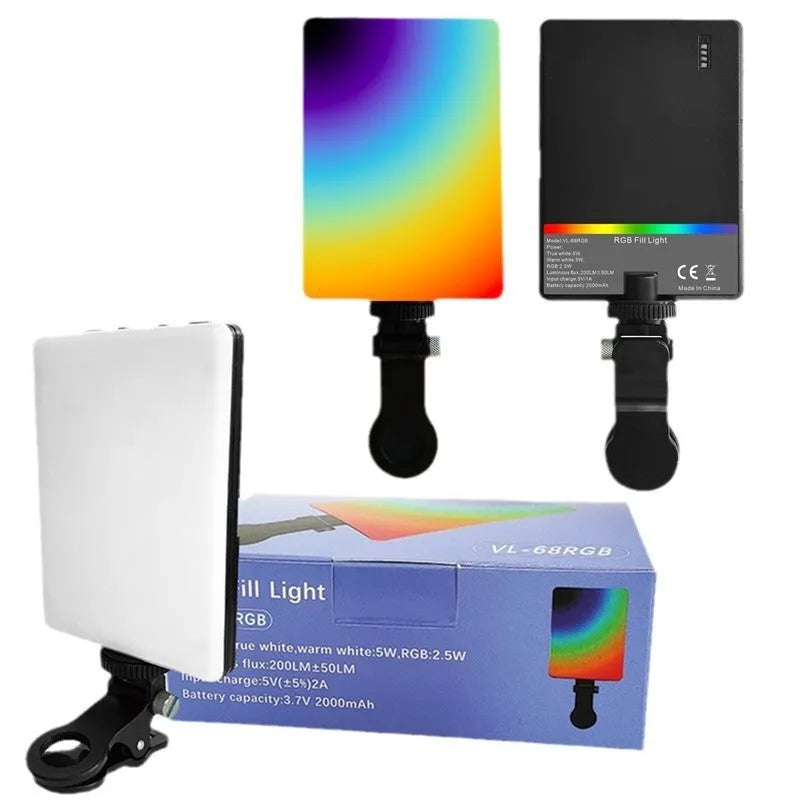 LED pocket fill light clip for mobile phone photography measuring 10.4 x 7.5 x 12.5cm