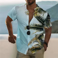 Men's loose floral beach shirt with short sleeves in polyester fabric