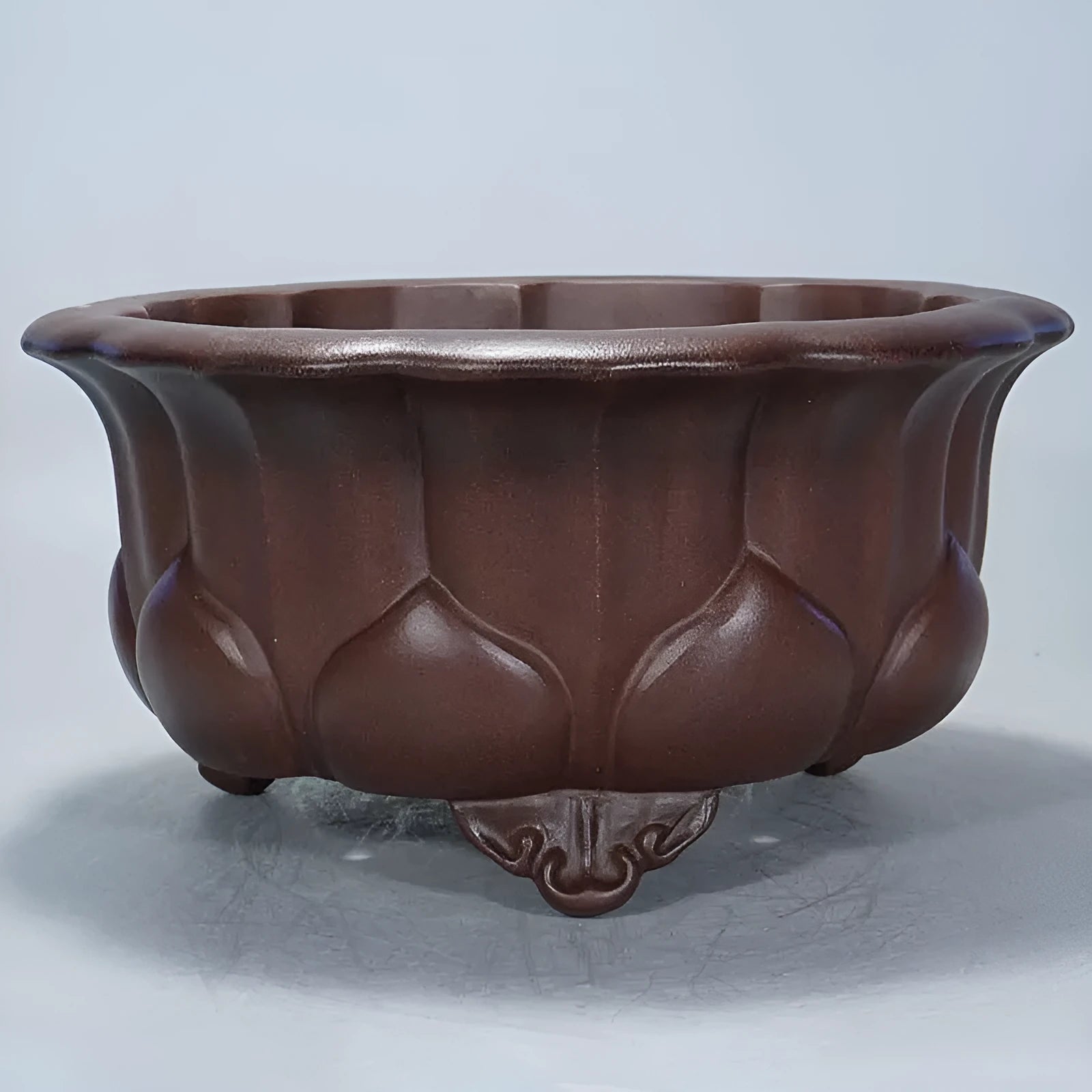 Purple sand succulent flowerpot with antique Chinese design measuring 37x37x20cm