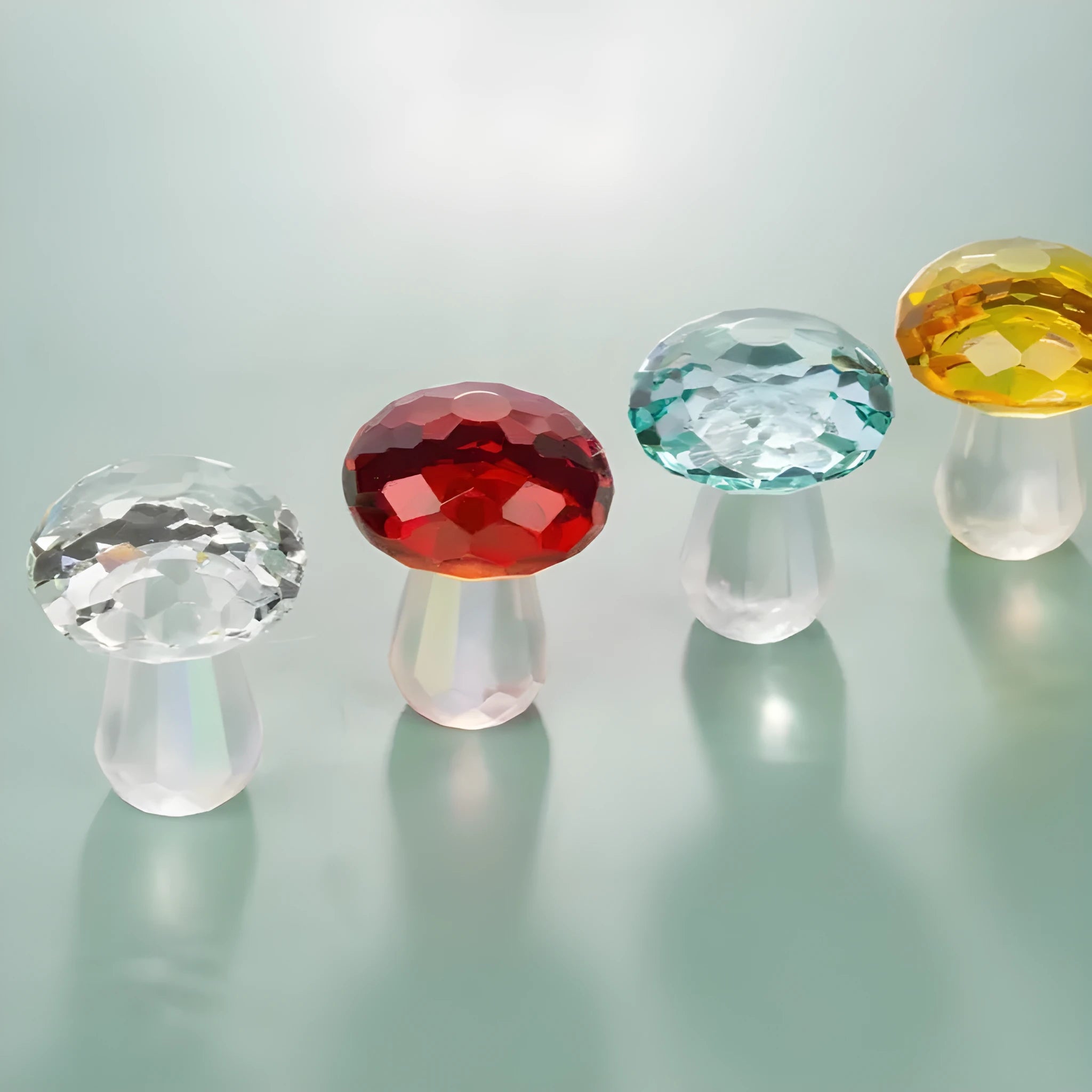 Colourful mushroom crystal decorative craft measuring 40x53mm in modern geometry design