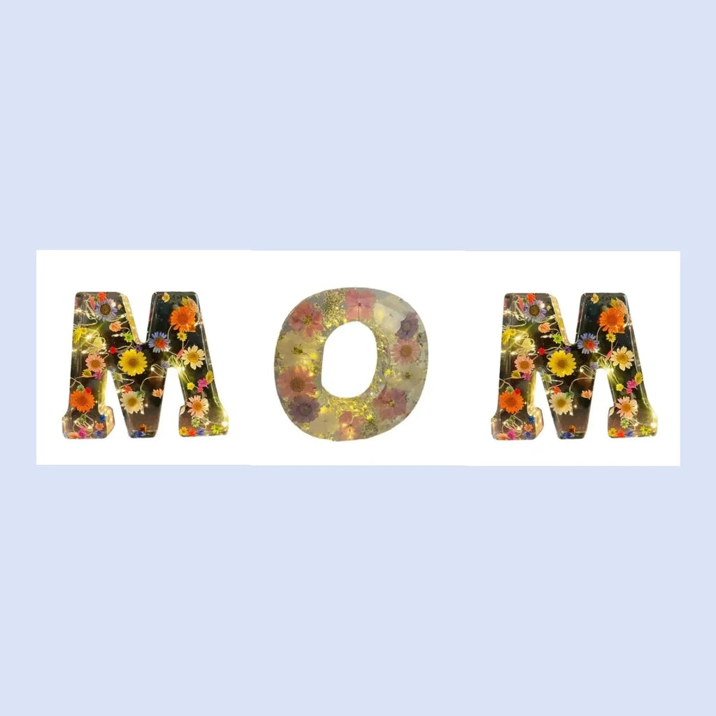 Transparent resin night light with letter flower design in modern simplicity style