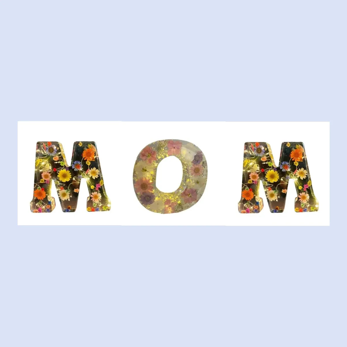 Transparent resin night light with letter flower design in modern simplicity style