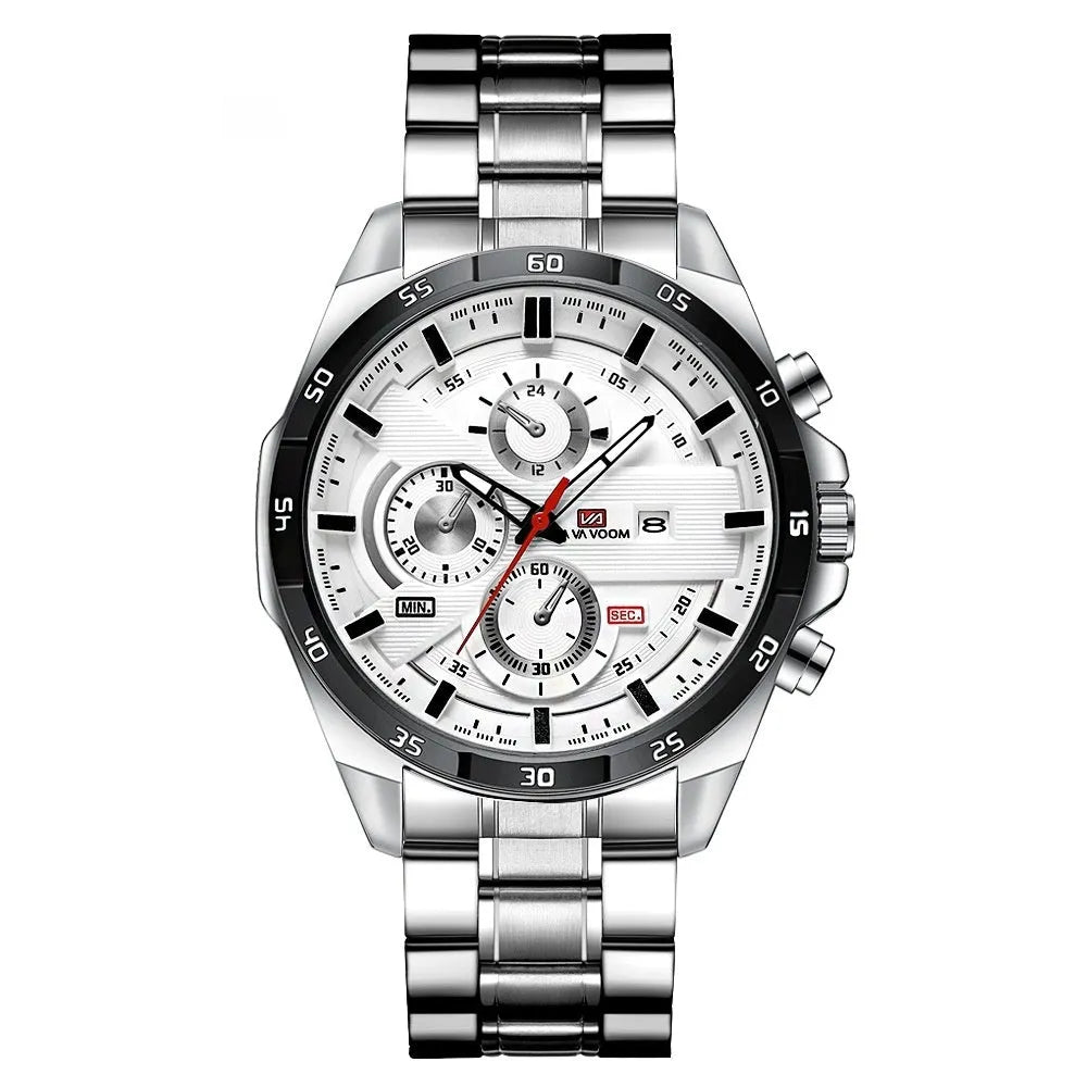 Men's business calendar quartz watch with waterproof design in multiple colour combinations
