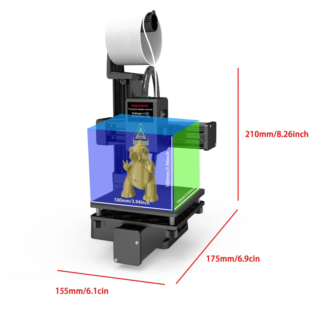 White EasyThreed K10 3D printer with 175mm printing area, compatible with TPU and PLA filament materials