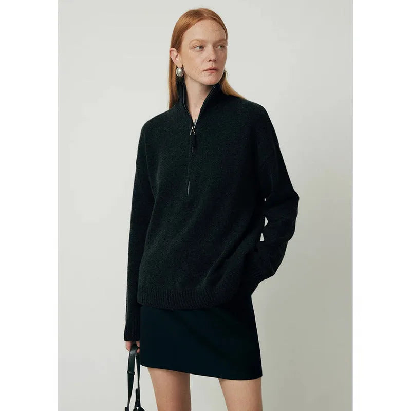 Wool bandage dress with loose lapels and long sleeves in black or mountain rain grey