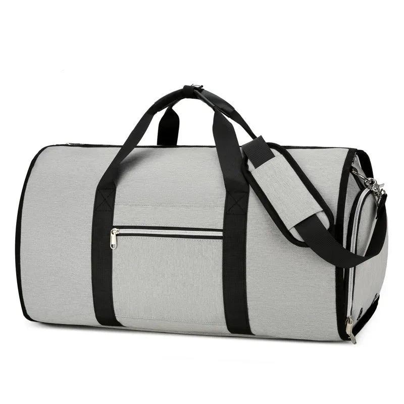 Oxford cloth storage bag with dry wet separation compartments in grey, black, or dark blue colour options