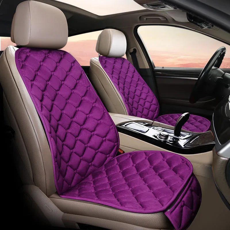 Cotton car seat cushion in wine red colour on vehicle seat